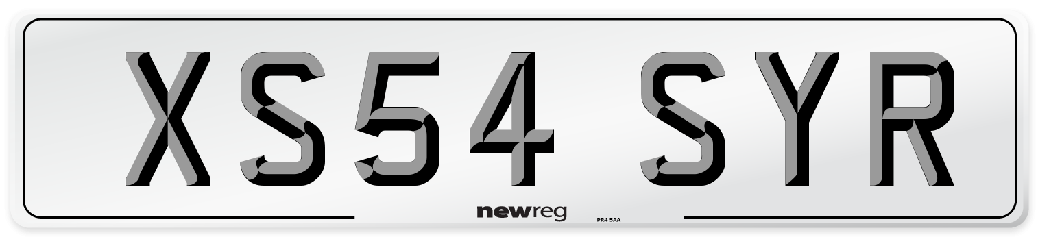 XS54 SYR Number Plate from New Reg